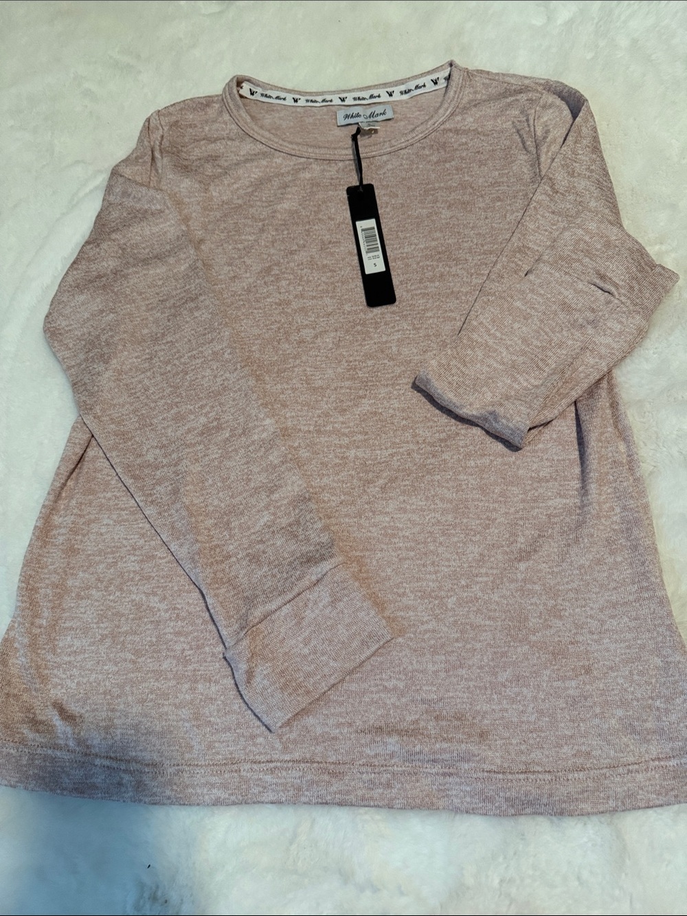 White Mark Heather Pink Womens Pajama Set - Long Sleeve Top & Pants - Picture 3 of 7